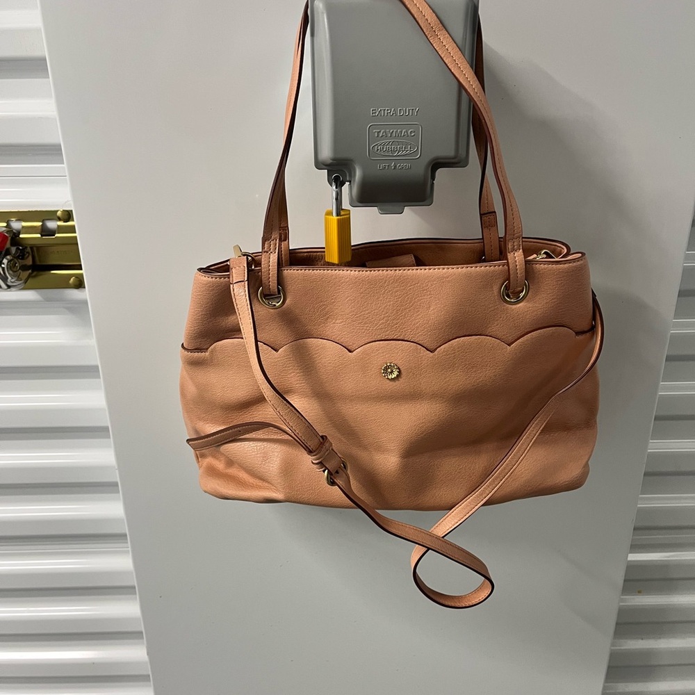 LC Lauren Conrad Scalloped Tan Shoulder Bag